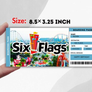 Printable Six Flags Surprise Ticket, Boarding Pass Ticket, Ticket ...