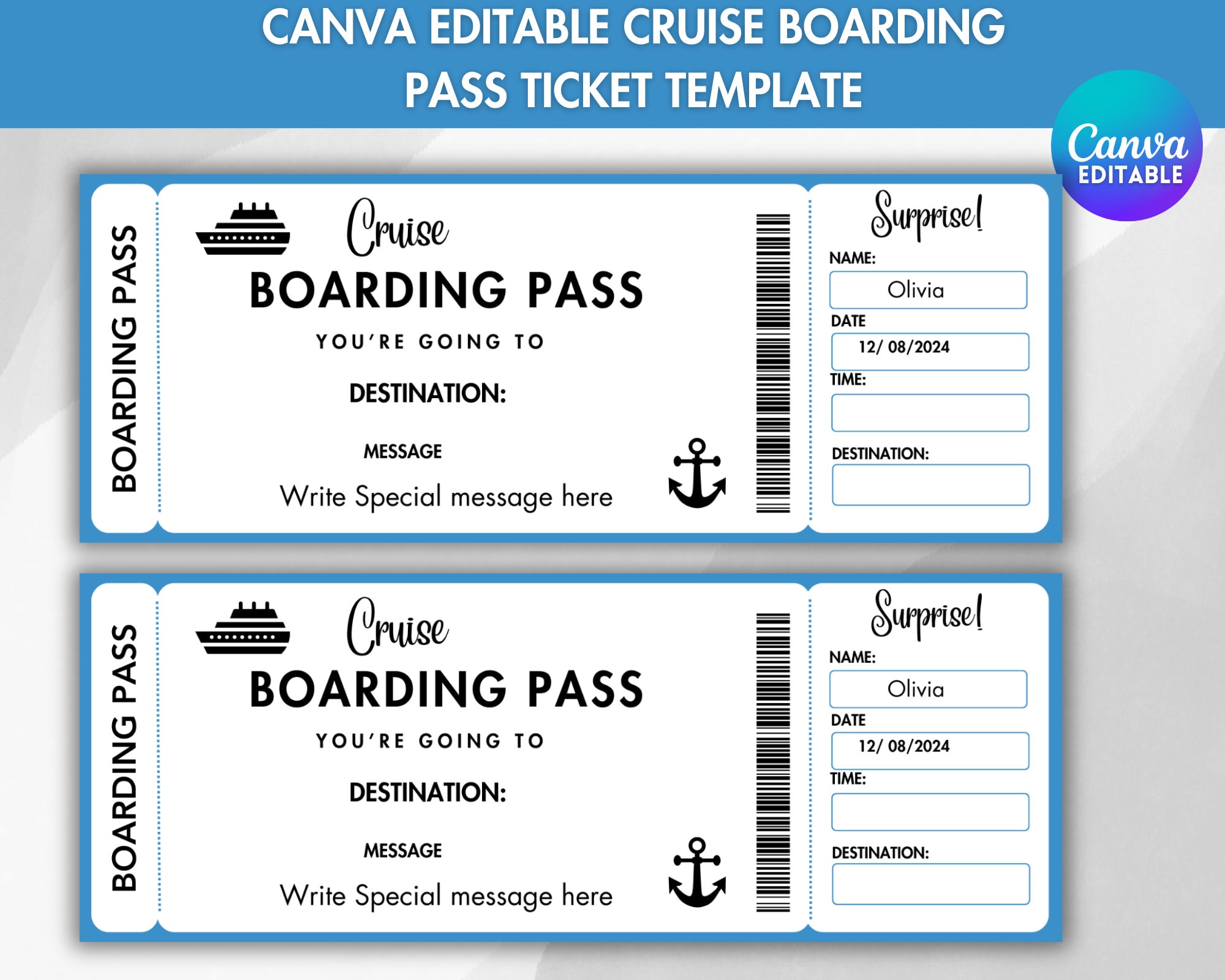 Printable Cruise Trip Ticket Template Cruise Surprise Boarding Pass