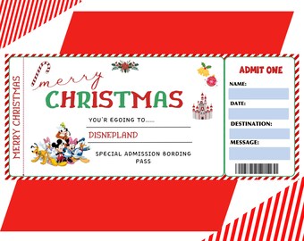 Editable Christmas Disneyland Ticket - Surprise Vacation Gift (Instant Download)