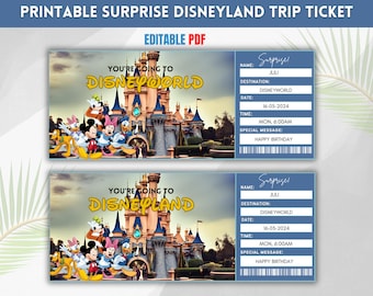 Printable Disneyland Surprise Ticket Template, Disneyworld Ticket, Surprise Reveal Gift, Theme ...