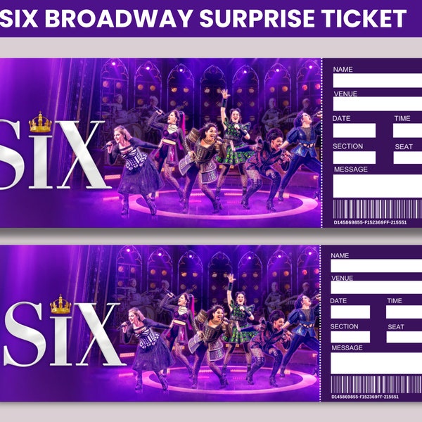 Editable Six Musical Broadway Surprise Ticket Template, Printable Six Musical Event Ticket, Theatre, Event Ticket, Instant Download Pdf
