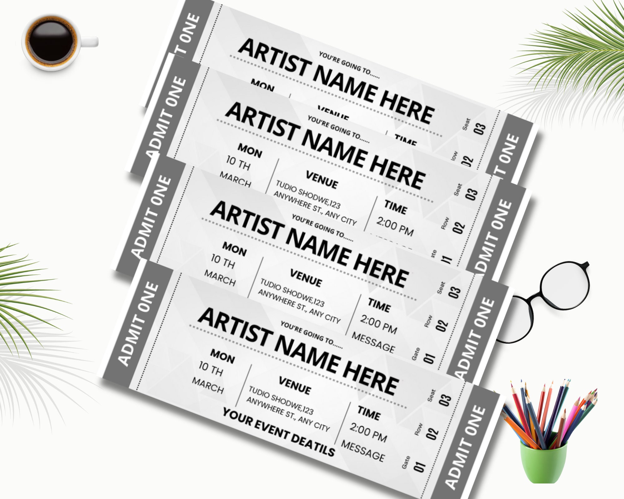 Editable Event Ticket Template, Event Tickets, Printable Event Ticket ...