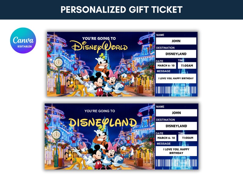 Printable Disneyland Surprise Ticket Template, Disneyworld Ticket ...