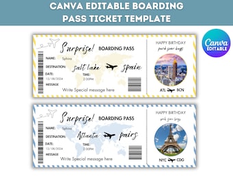 Editable Boarding Pass Template: Personalized Airline Ticket (Digital Download)
