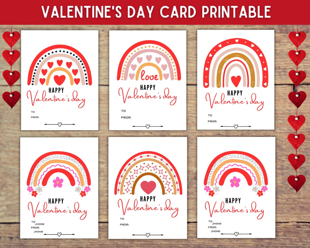 Editable Valentines Cards, Rainbow Valentines Cards, Kids Valentines ...