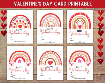 Editable Valentines Cards, Rainbow Valentines Cards, Kids Valentines Cards, Valentines Day Cards, Printable, Classroom Valentines Cards