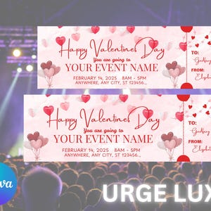 Bearbeitbarer Valentinsgutschein, Überraschungsgeschenkticket, Valentinstagsticket, Ereignisticketvorlage, Valentinstagsgutschein, Sofort-Download