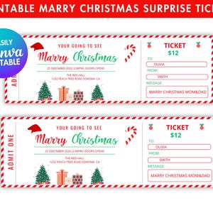 Weihnachtskonzertticket-Vorlage, bearbeitbares Veranstaltungsticket, Weihnachtsgeschenkkarte, Konzertkarte, Überraschungsgeschenkgutschein, Sofort-Download