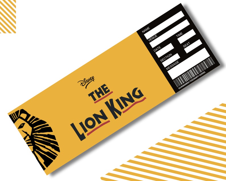 Editable the Lion King Broadway Ticket Template Printable Musical ...