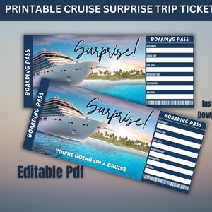Printable Cruise Ticket Template, Cruise Surprise Ticket, Gift Ticket, Cruise Surprise Boarding Pass, Airline Ticket, Canva Editable