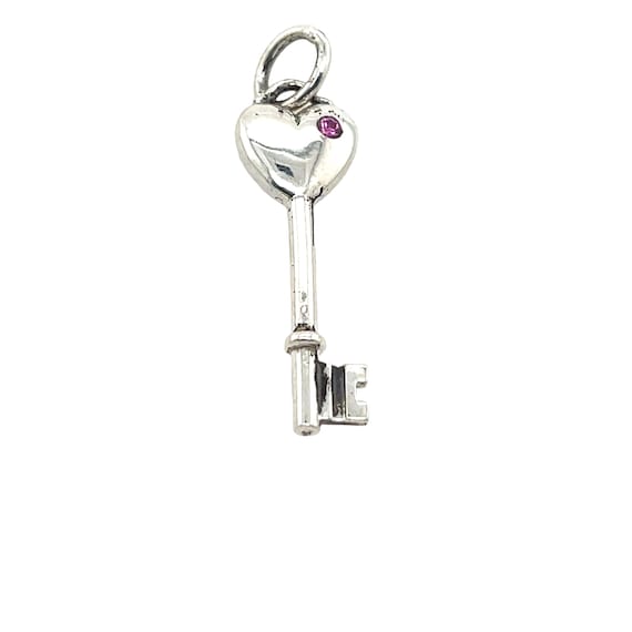 Tiffany & Co. 925 Silver Pink Sapphire Heart Key Pendant - Etsy