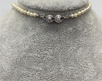 Vintage Freshwater Pearls with 15ct White Gold Clasp Set with 2 Diamonds