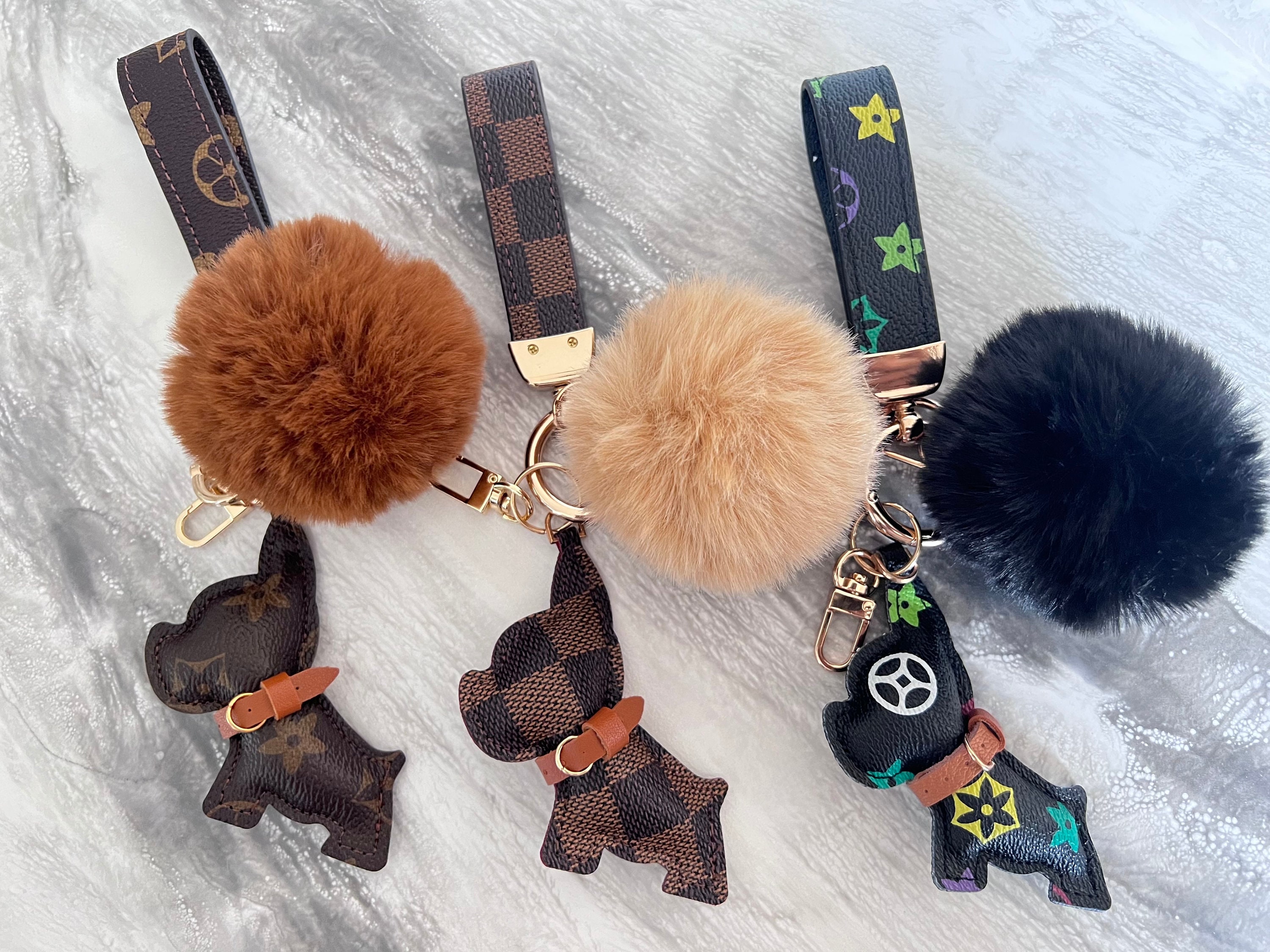 Purse Reindeer Rich Brown POM Gold Keychain Clip On Bag Christmas Rudolph  Gift