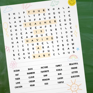 Teacher Pregnancy Reveal Word Search | Classroom Baby Announcement ...