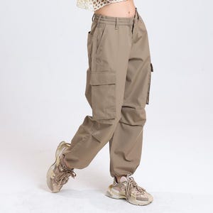 Premium Quality High Waist Wide-Leg Gabardine Oversize Cargo Pants, 90's Cargo Pants, Women's Baggy Pants, Y2K Streetwear Cargo Pants