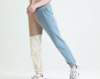 Pantalones deportivos 100 % algodón suaves y acogedores con parches tricolores