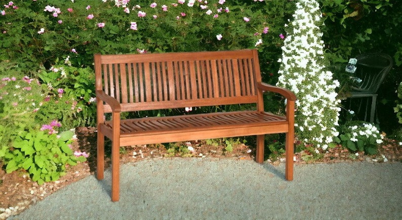 Garden Bench Outdoor Wood Bench, Two Person Solid Wood Garden Bench ...