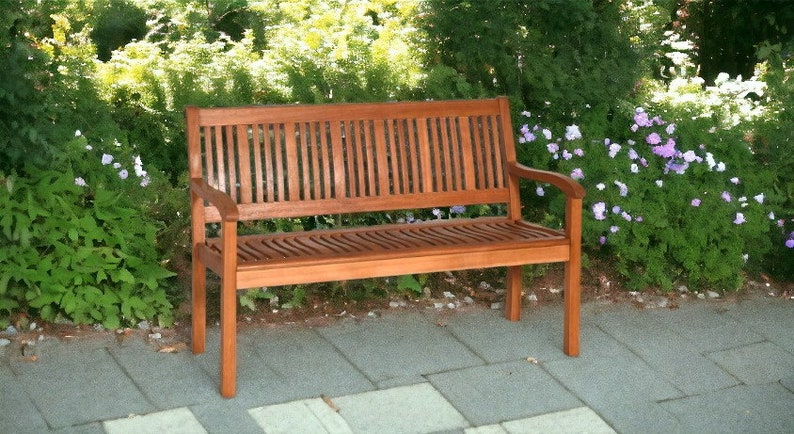 Garden Bench Outdoor Wood Bench, Two Person Solid Wood Garden Bench ...