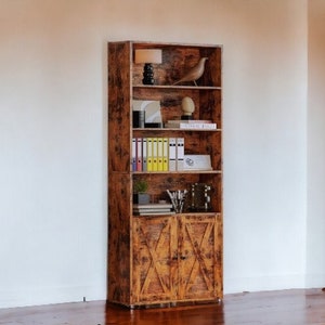Bookshelf and Bookcases with Doors Floor Standing 6 Shelf Display Storage Shelves 70 in Tall Bookcase Home Decor