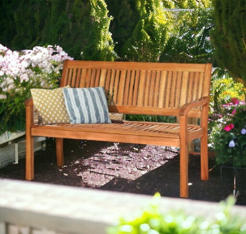 Garden Bench Outdoor Wood Bench, Two Person Solid Wood Garden Bench ...