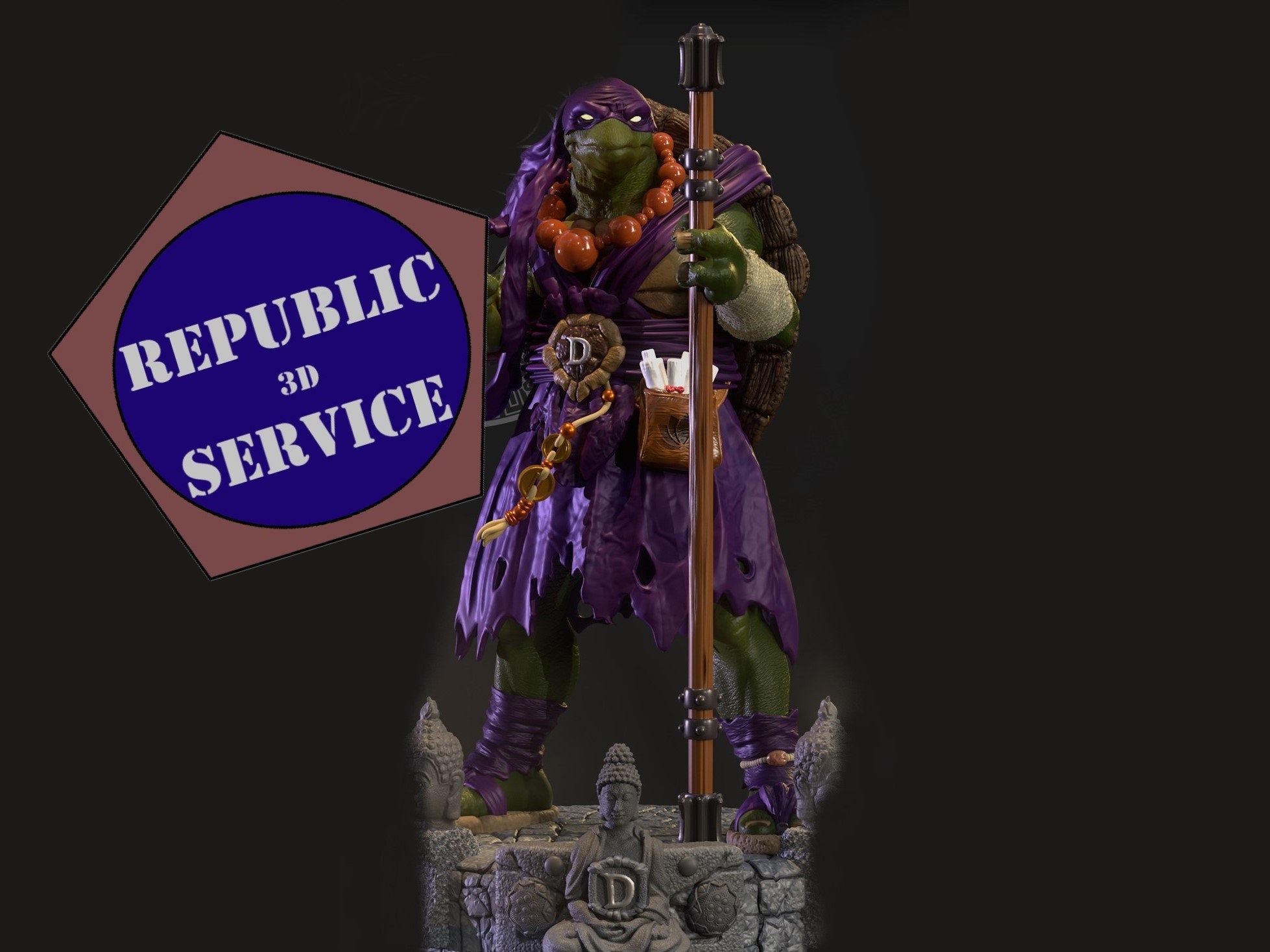 Fanart TMNT Donatello Triumphant Statue 3D model 3D printable