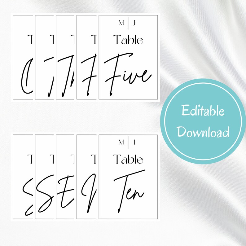 Editable Table Numbers Template Editable Table Number Cards, Instant ...