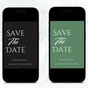 Black Minimal Save the Date E-invite Template, Digital Invite, Electronic Save the Date, Instant Download, Text Evite, Black and White