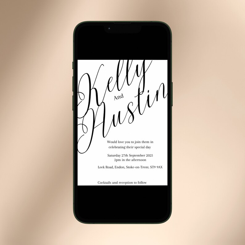 Digital Wedding Evite, Wedding Invitation Template, Modern Wedding