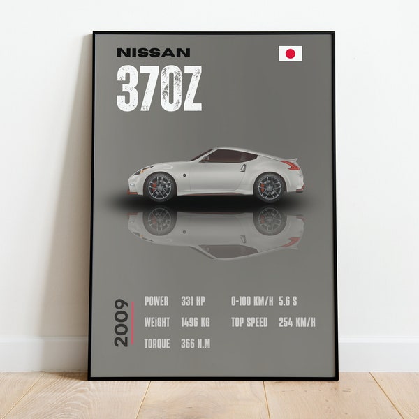 Vintage Digital poster Nissan 370Z 2009 poster for car Enthusiasts, Luxury Wall Decor, Ideal for Boys' Room or GIft For Him, Digital Artwork