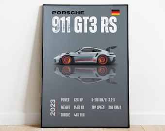 Porsche 911 GT3 RS Poster: Car Enthusiast Art (Digital Download)