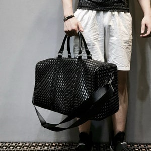 LeatherTravel Bag,Woven Duffel Bag, Travel Bag,Womens Bag,Mens Bag.