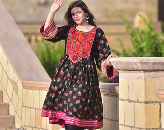 Afghan Inspired Floral Dress