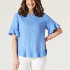 PDF Ruffle Sleeve Top Sewing Pattern Flounce Sleeve & Hem Blouse PDFPattern Size XS-XXXL Digital