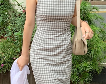 Square Neck Midi Dress Sewing Pattern, Sleeveless Pencil Skirt Gown Frock (PDF Pattern)