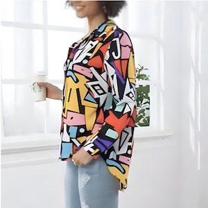 Losvallend overhemd pdf naaipatroon tuniekblouse lange mouw button-up pdf Patroon digitaal