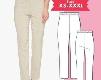 Slim Pants pdf Sewing Pattern Women Size XS-XXXL Slim Fit Pull On Elastic Ankle Pants Digital Download Sewing Tutorial Printable PDF Pattern