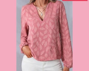 PDF Long Sleeve V Neck Top Sewing Pattern Bishop Sleeve Blouse