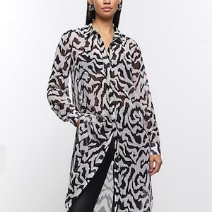 Longline Shirt pdf Sewing Pattern Long Sleeve Button Down Tunic Shirt PDFPattern Digital Download