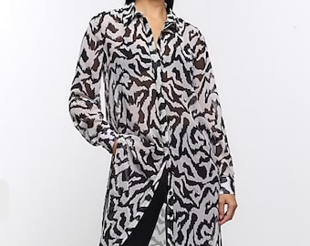 Longline Shirt pdf Sewing Pattern Long Sleeve Button Down Tunic Shirt PDFPattern Digital Download