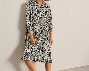 Shirt Dress pdf Sewing Pattern Lantern Sleeve Flared Pocket Dress PDFPattern Size XS-XXL Digital