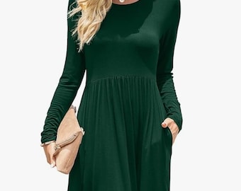 Smock Dress Sewing Pattern: Gathered Waist, Long Sleeve Empire Line (PDF Pattern)