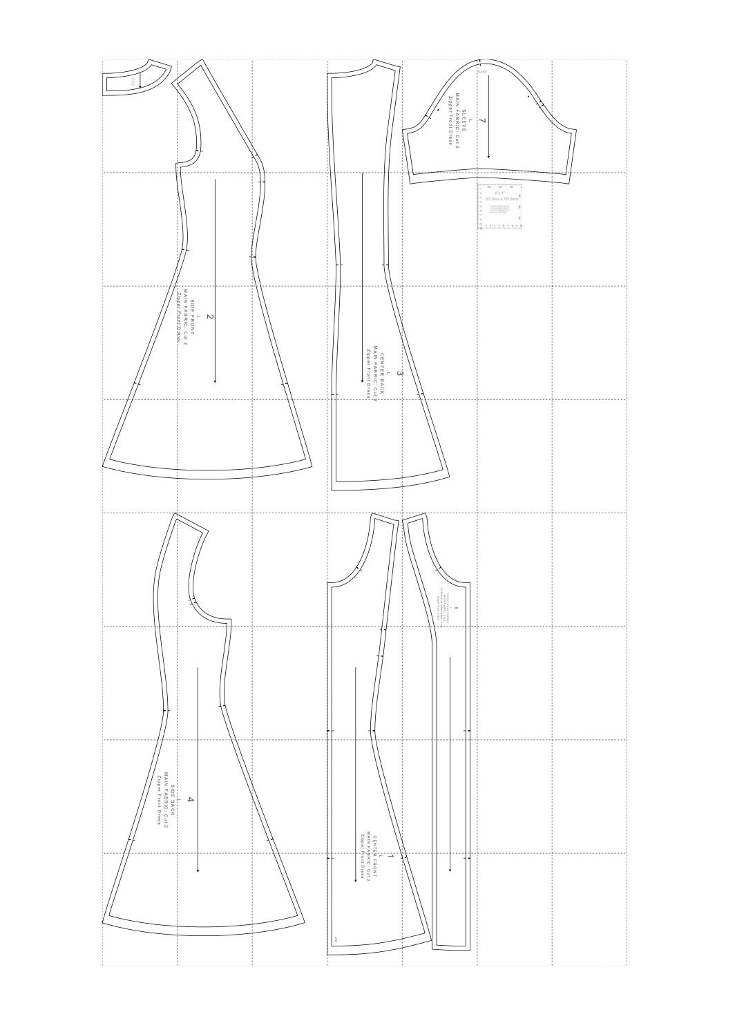 コードエー code a front zip desigin dress Front Zipper Dress Pdf Sewing Pattern Fit & Flare Short