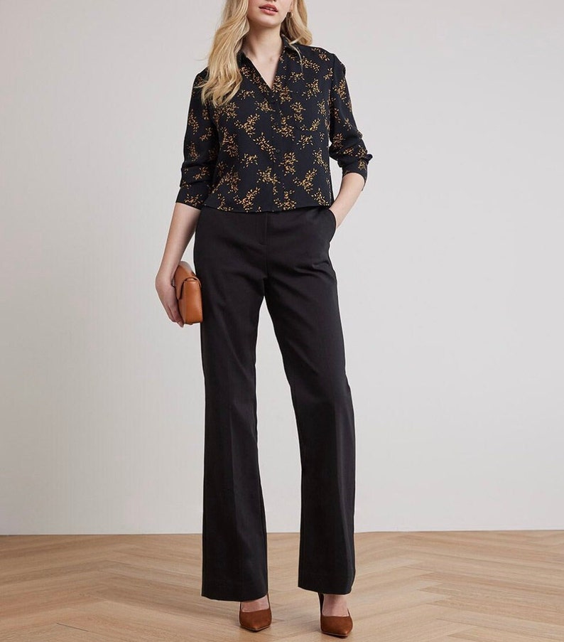 Buttoned Shirt Pdf Sewing Pattern Long Sleeve Loose Fit Blouse Pattern