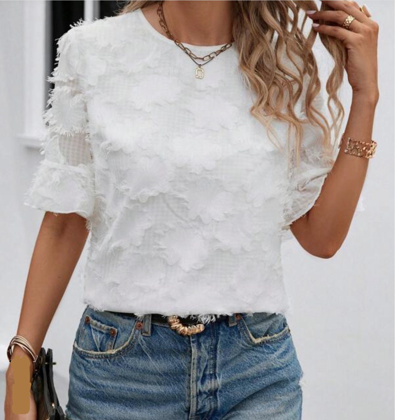 Ruffle Sleeve Top PDF Sewing Pattern Round Neck Blouse Shirt Sewing ...