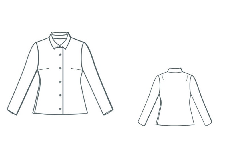 Buttoned Shirt Pdf Sewing Pattern Long Sleeve Loose Fit Blouse Pattern