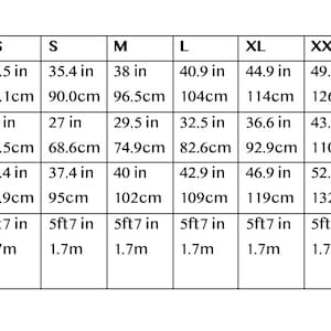 Puede incluir: Tabla de tallas que muestra las medidas de busto, cintura, caderas y altura en pulgadas y cent&iacute;metros para las tallas XS, S, M, L, XL, XXL y XXXL.