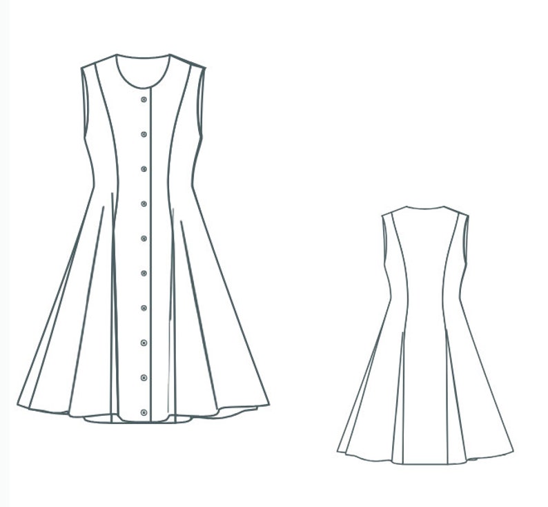 Button Front Dress Pdf Sewing Pattern Diy Sleeveless Shirt Dress ...