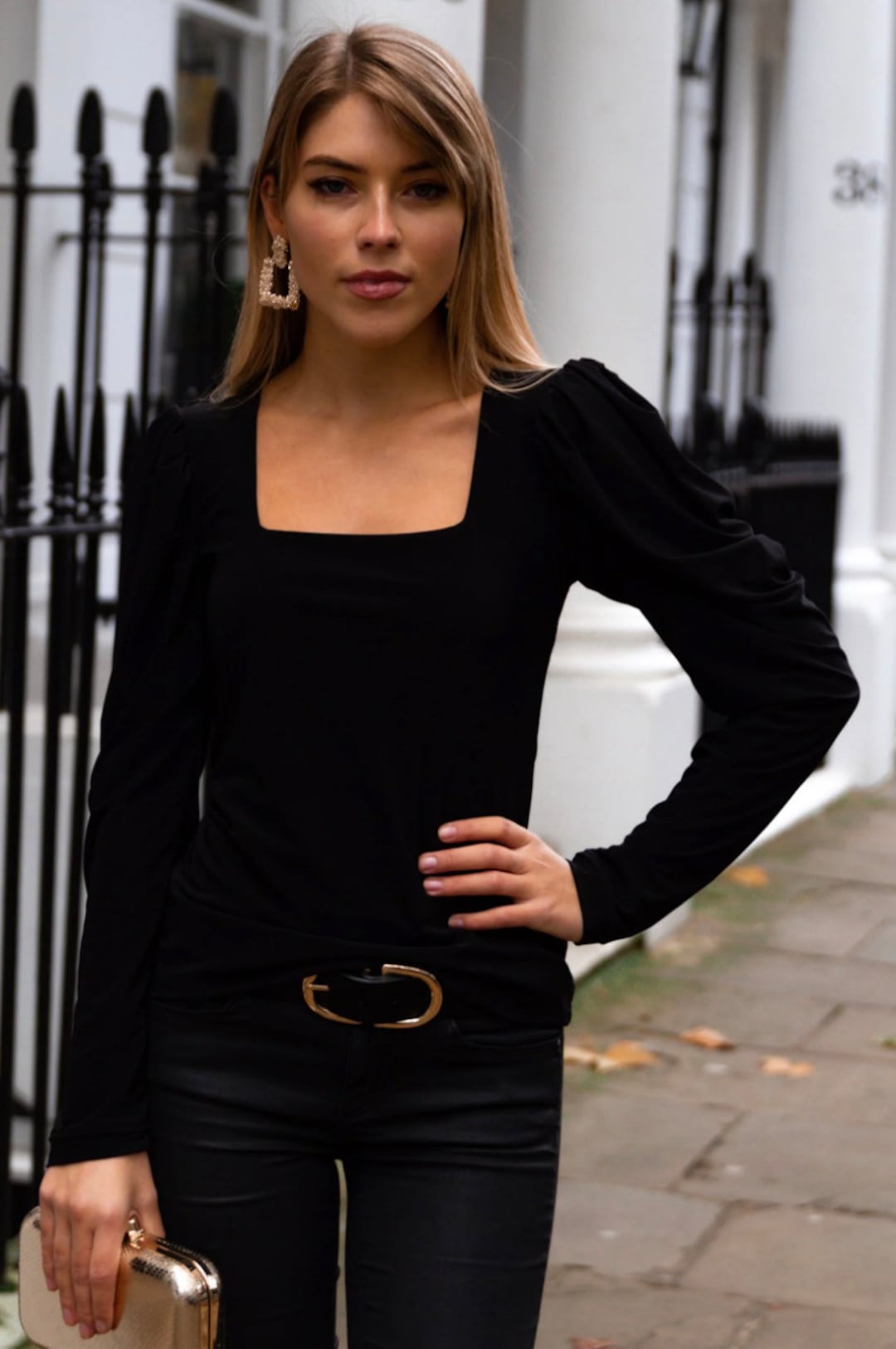 Square Neck Top Pdf Sewing Pattern Puff Sleeve Long Sleeve Blouse ...
