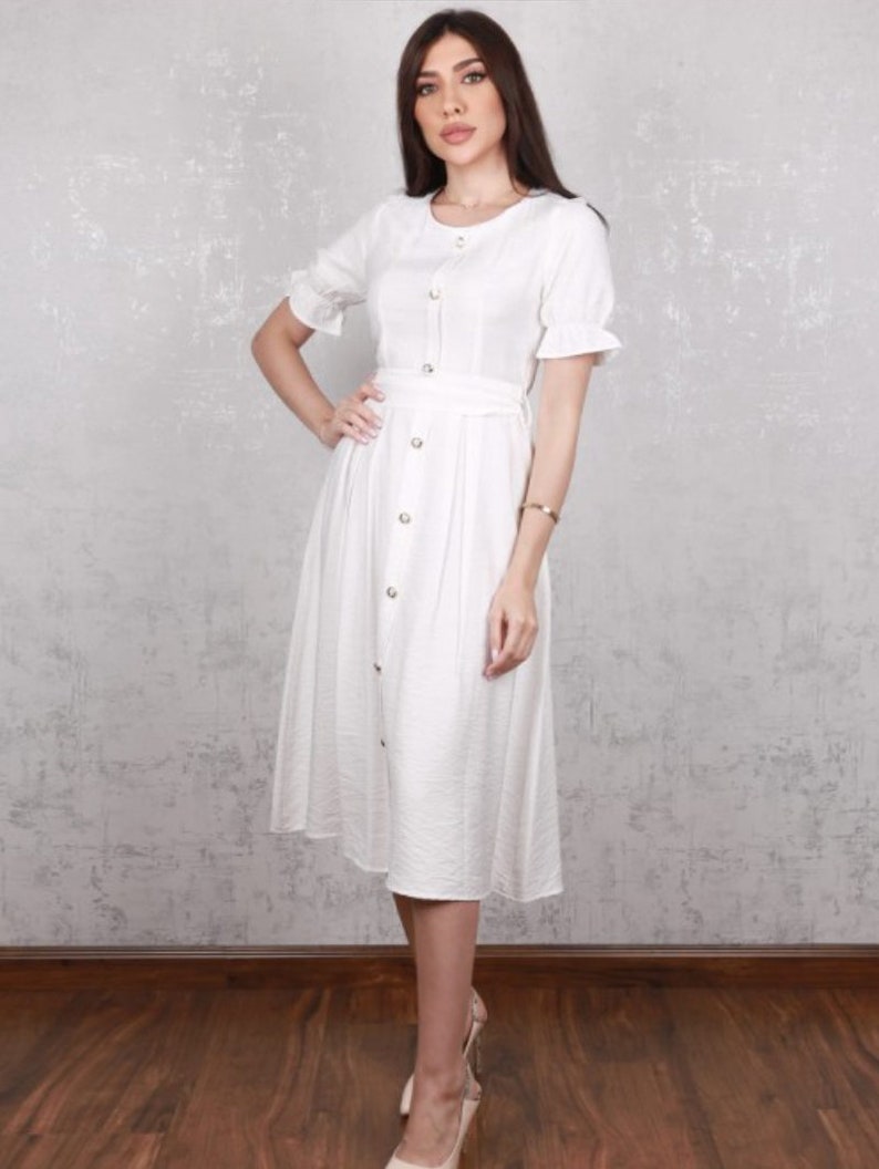 Button Front Dress PDFPattern Flared Puff Sleeve Shirt Dress Pdf Sewing Pattern Size XS-XXL image 1