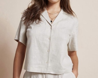 Button-Up Shirt Sewing Pattern, Relaxed Fit Blouse (PDF Pattern)